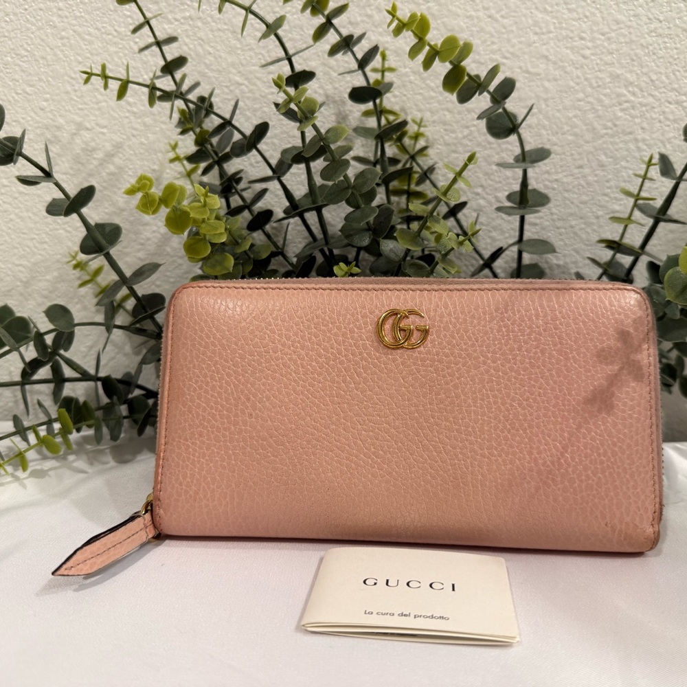 Gucci Blush Pink Leather Zip Wallet